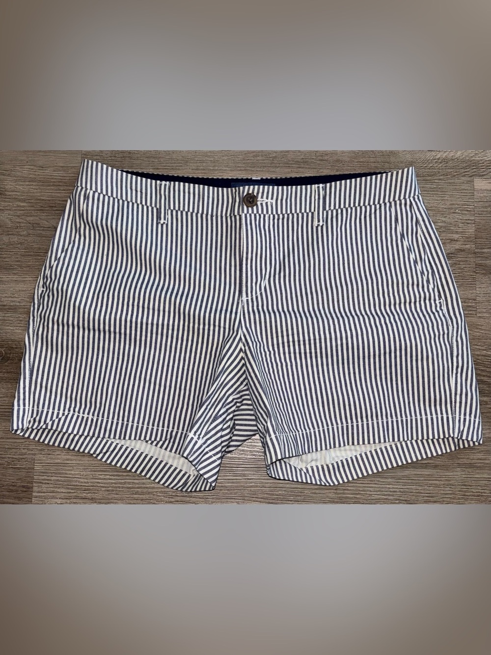 Old Navy Navy and White Striped Flat Front Women's Shorts